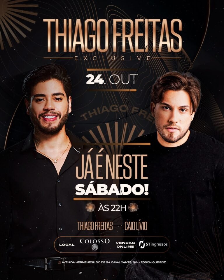 Thiago Freitas e Caio Lívio se apresentam neste sábado no Colosso, em Fortaleza